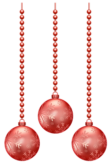 Red Christmas Ornaments Hanging PNG Image