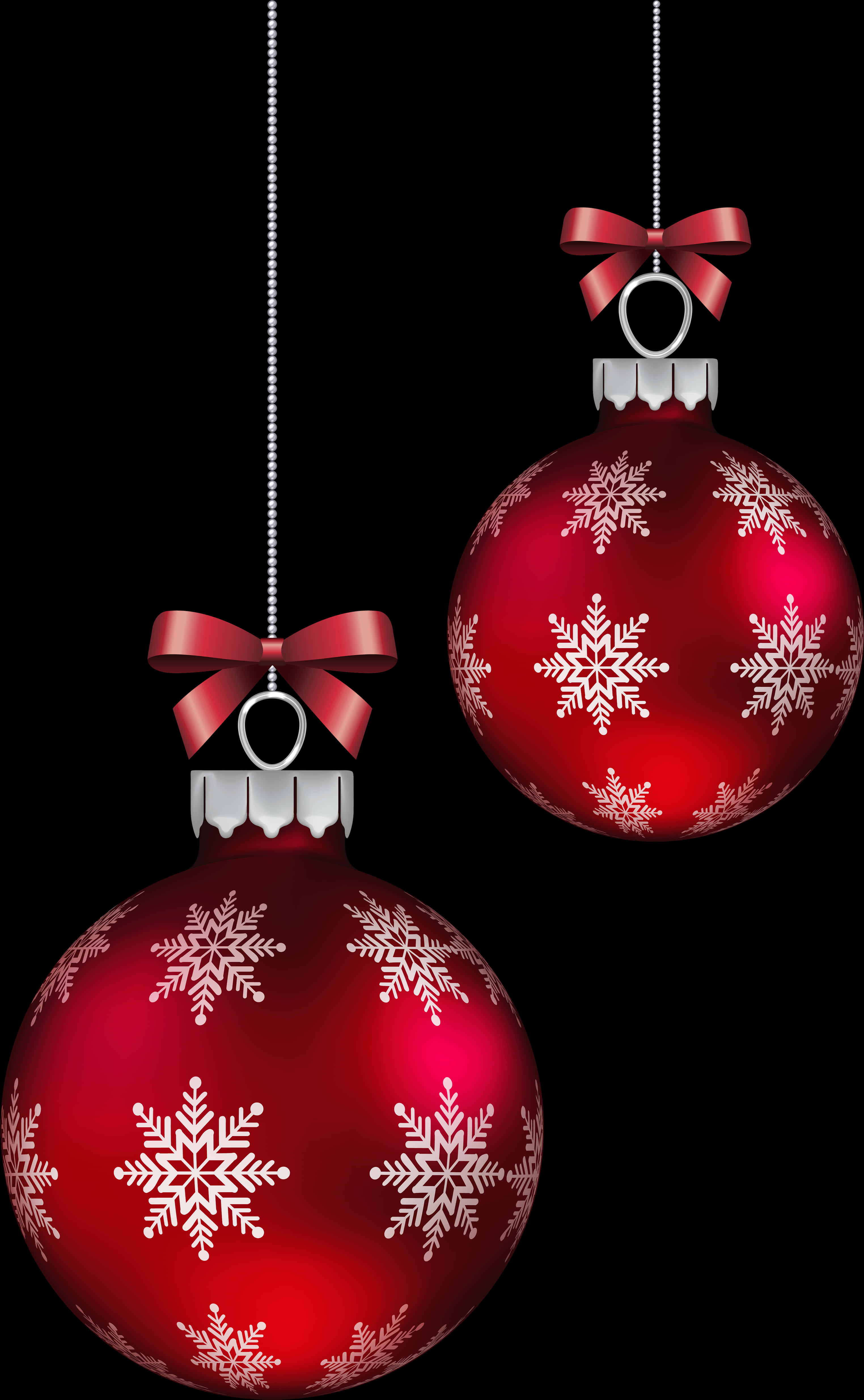 Red Christmas Ornamentswith Snowflakes PNG Image