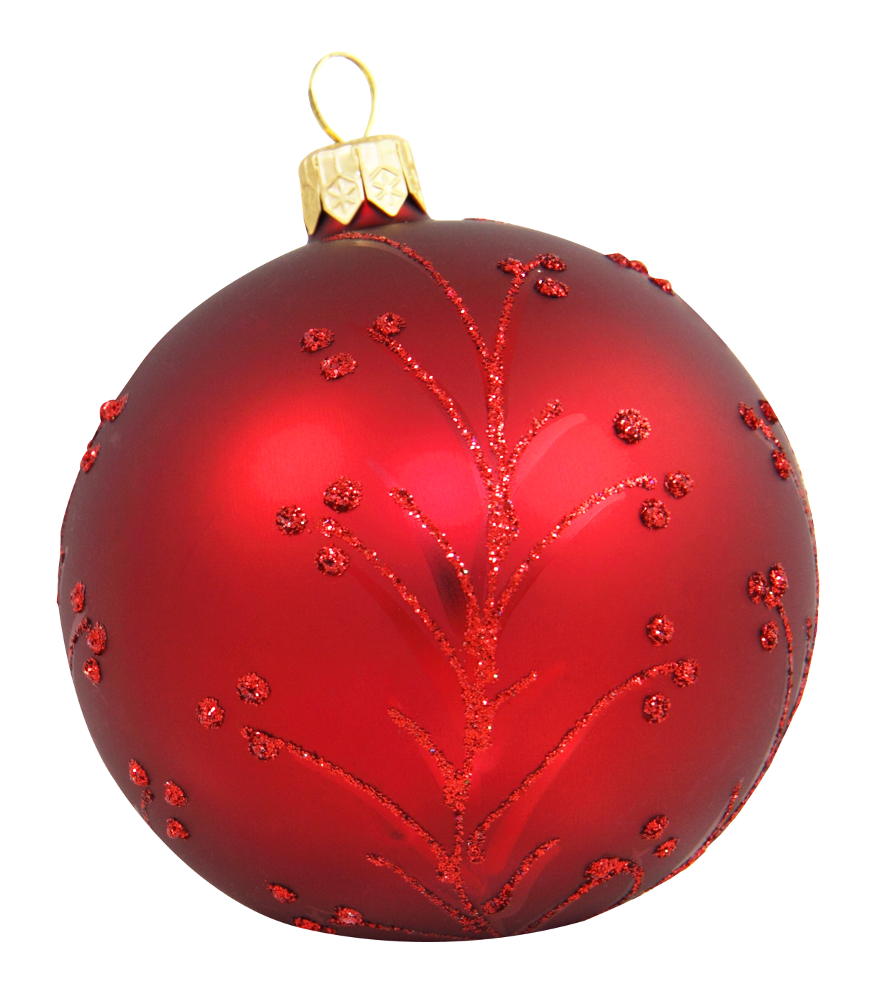 Red Christmas Ornamentwith Glitter Decoration PNG Image