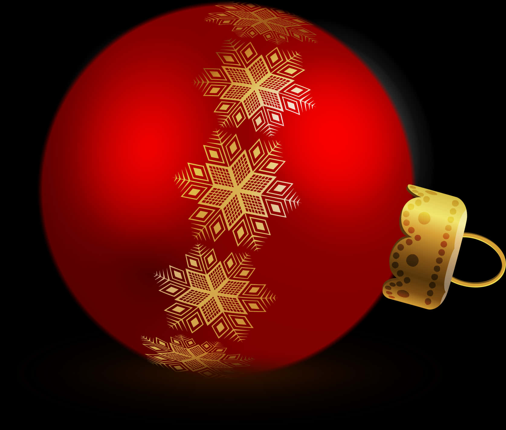 Red Christmas Ornamentwith Golden Snowflakes PNG Image