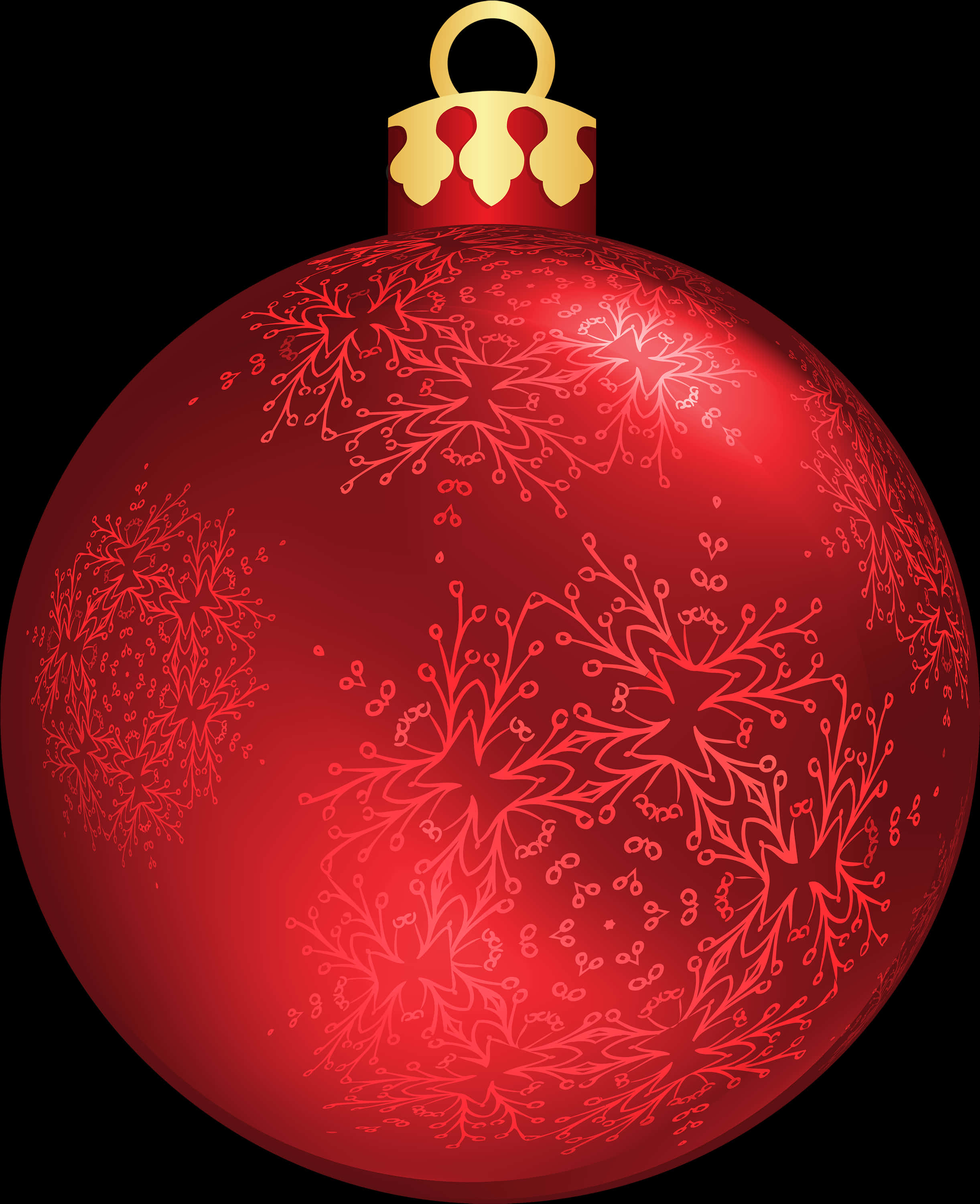 Red Christmas Ornamentwith Snowflake Patterns PNG Image