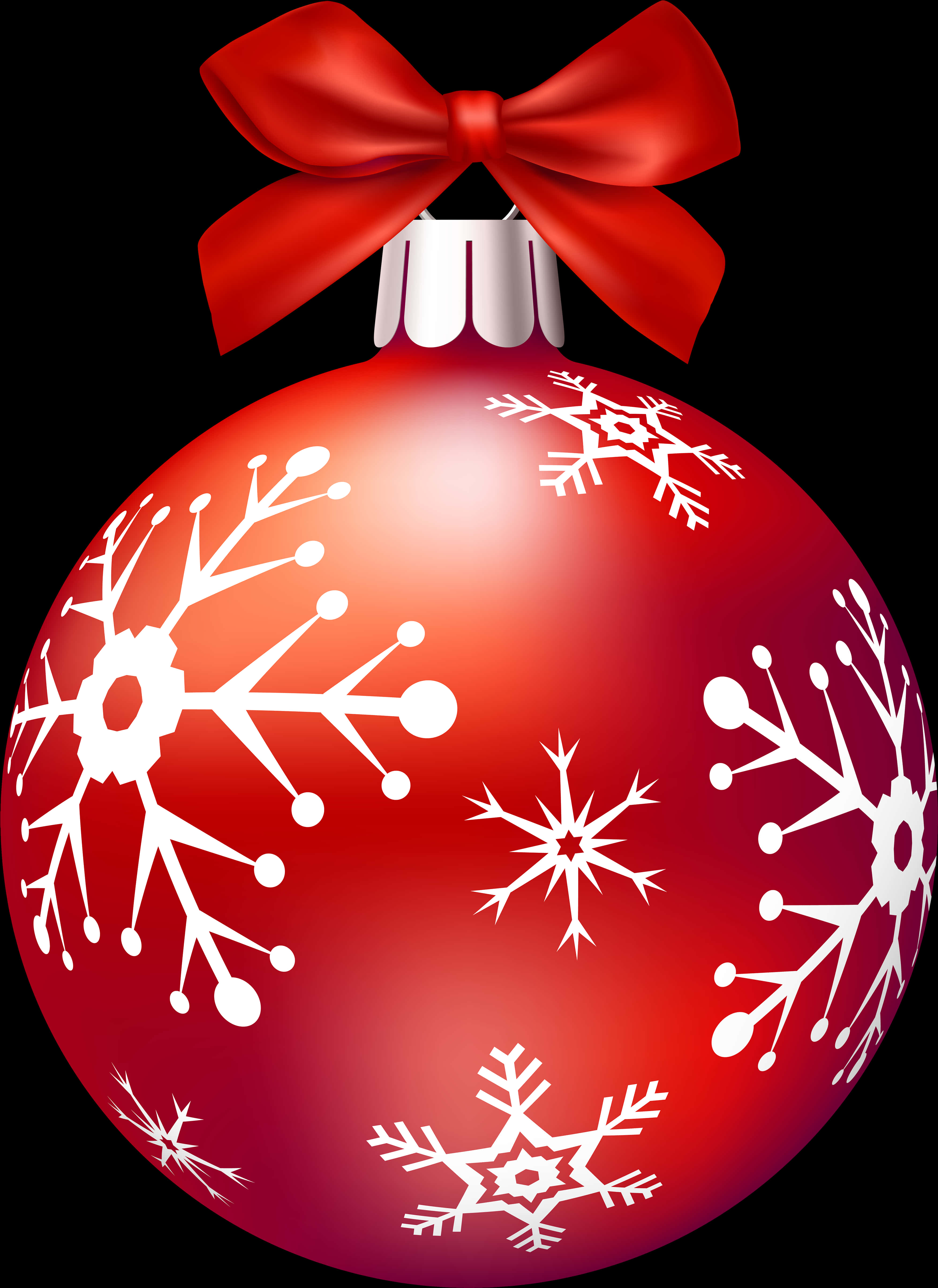 Red Christmas Ornamentwith Snowflakes PNG Image