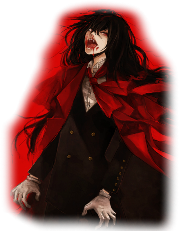 Red Cloaked Vampire Artwork PNG Image