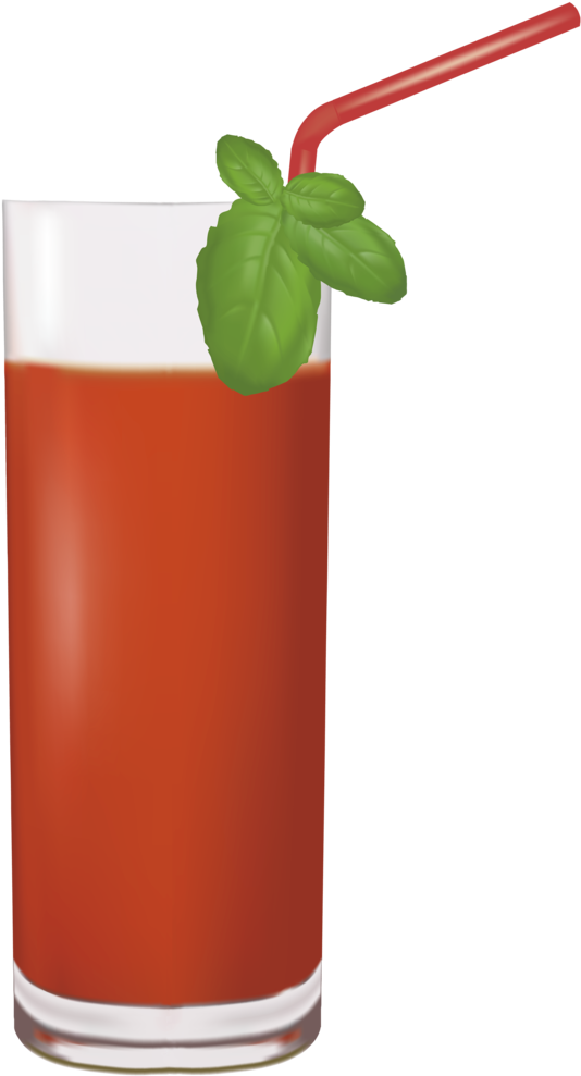 Red Cocktailwith Basil Garnish.png PNG Image