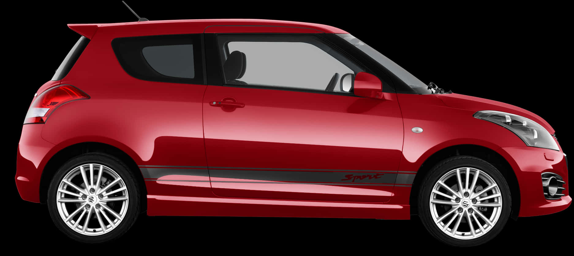 Red Compact Hatchback Side View PNG Image