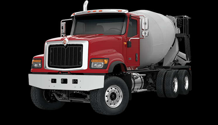 Red Concrete Mixer Truck PNG Image