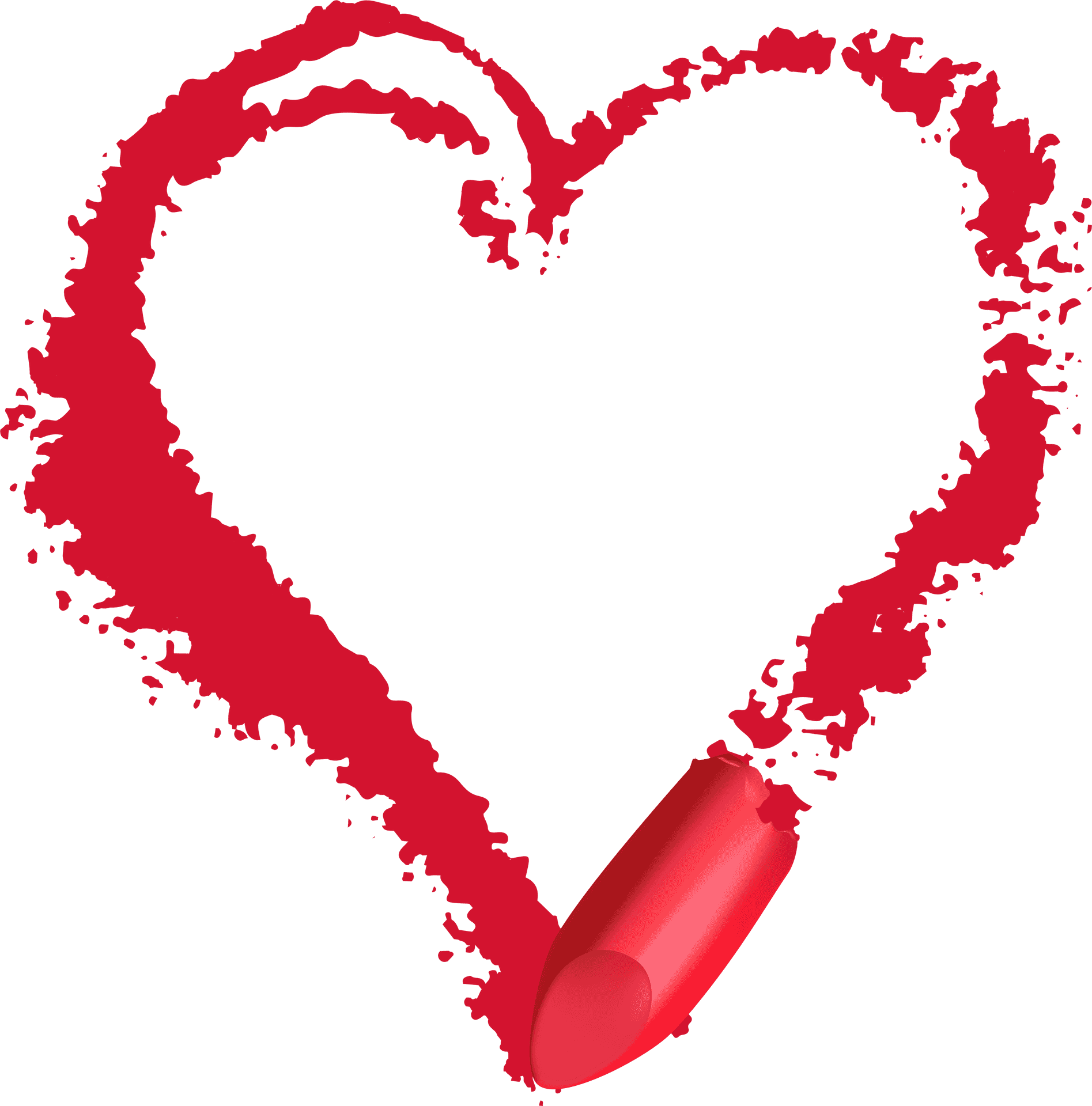 Red Crayon Heart Drawing PNG Image