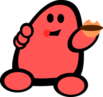 Red Creature Holding Sweets PNG Image