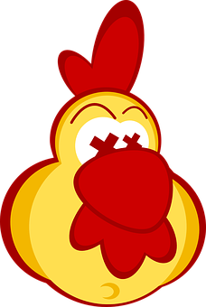 Red Crested Yellow Chicken Cartoon PNG Image