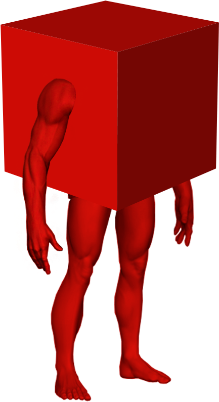 Red Cube Humanoid Surrealism.png PNG Image