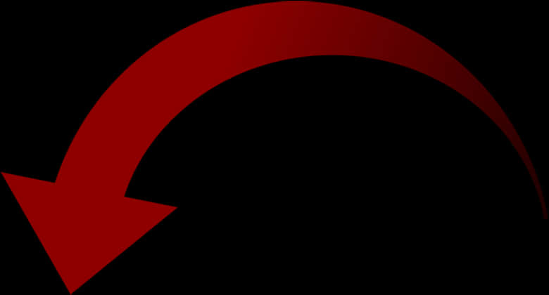 Red Curved Arrowon Black Background.png PNG Image