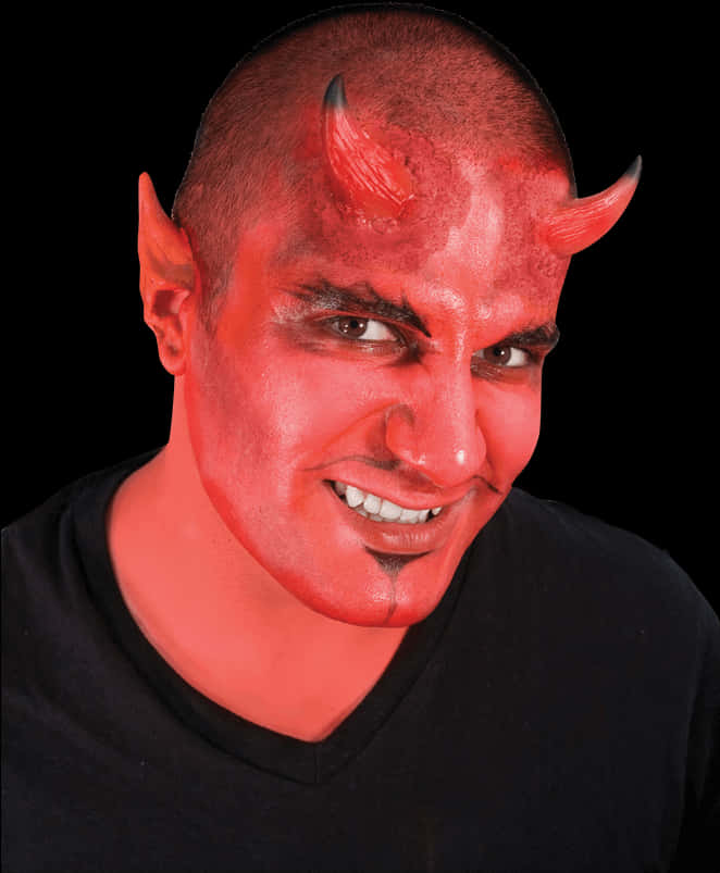 Red Devil Costume Makeup PNG Image