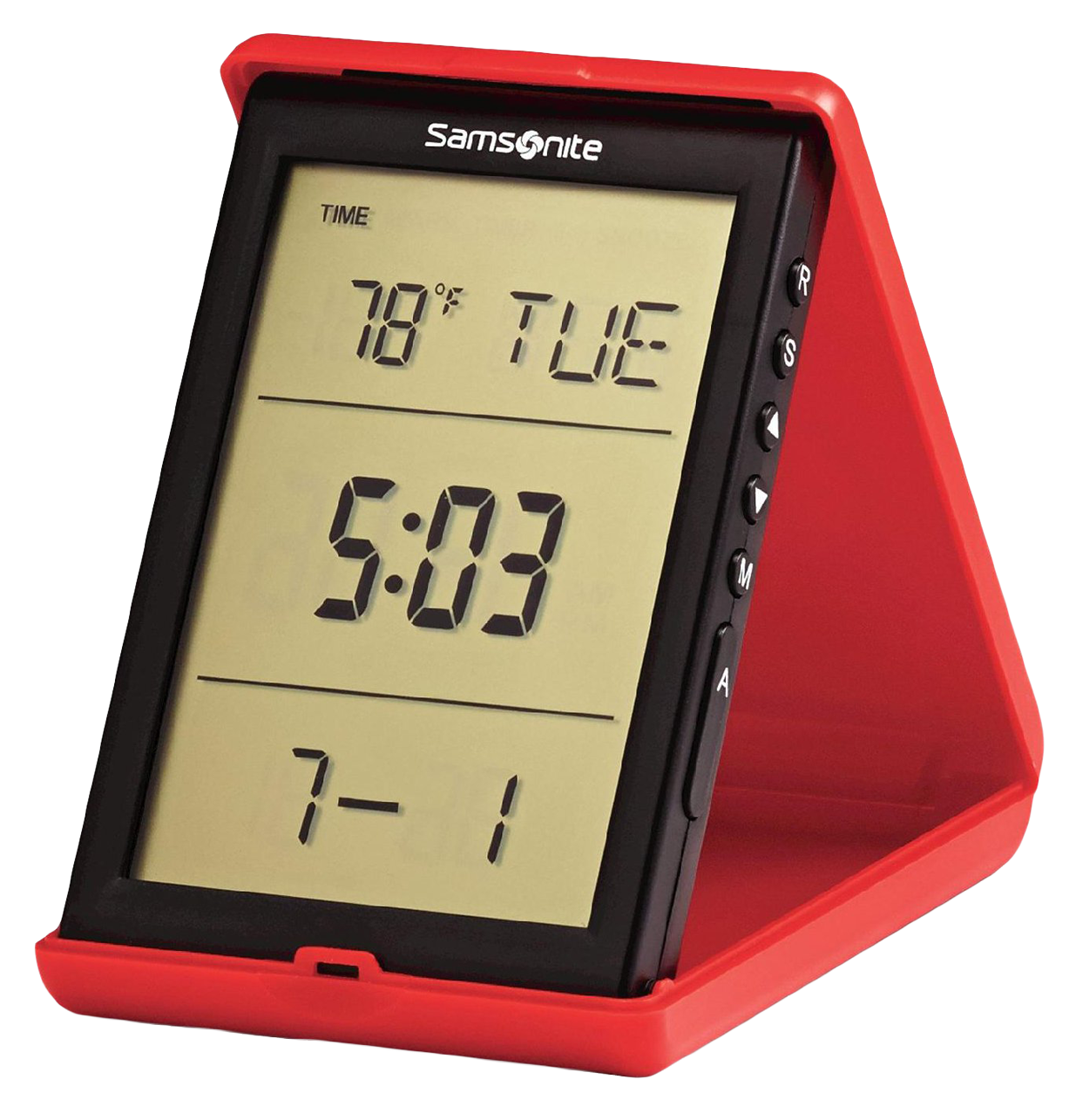 Red Digital Travel Alarm Clock PNG Image