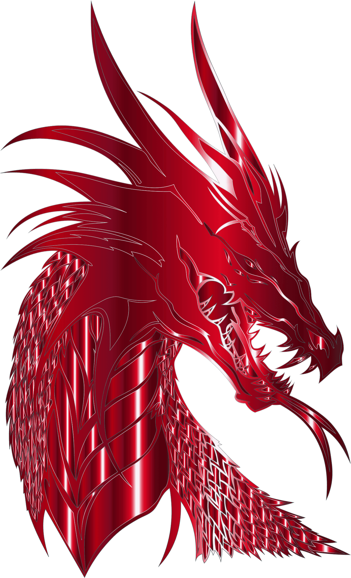 Red Dragon Silhouette Art PNG Image