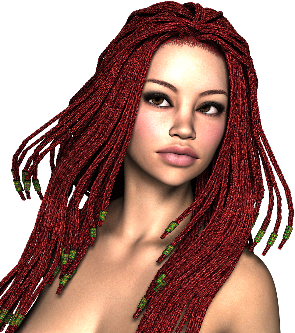 Red Dreadlocks Portrait PNG Image