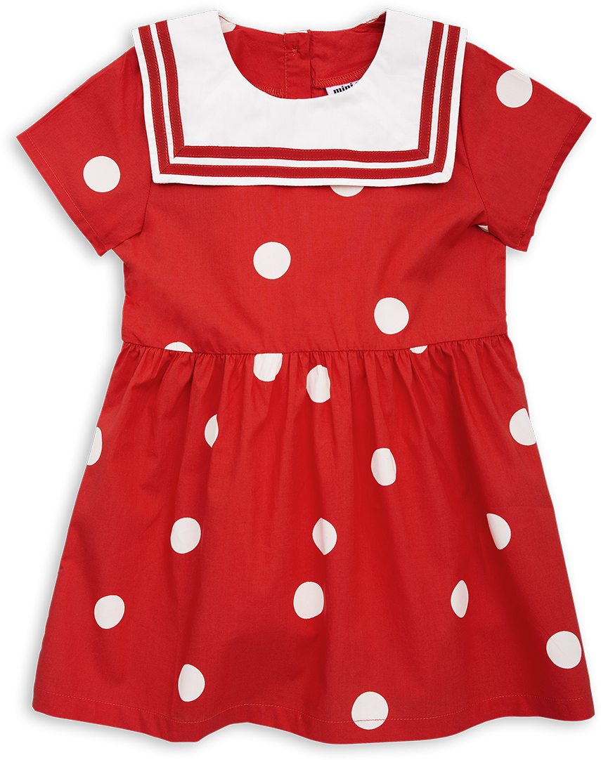 Red Dress White Polka Dots PNG Image