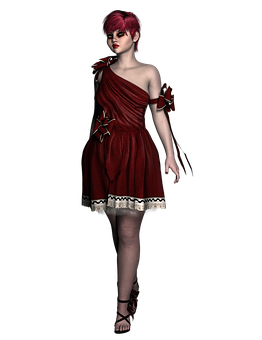 Red Dress3 D Model PNG Image