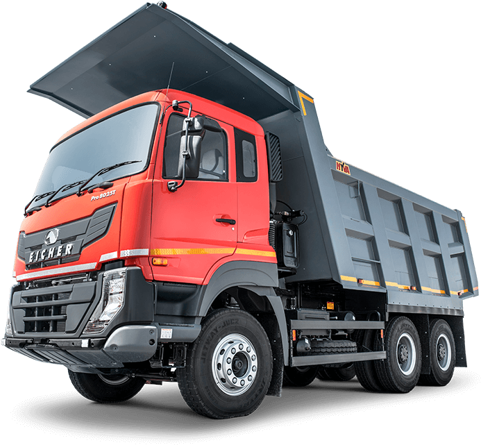 Red Eicher Indian Lorry Model PNG Image