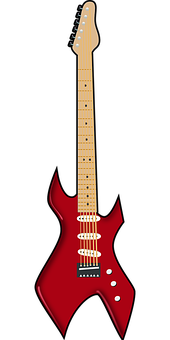 Red Electric Guitar Vector PNG Image