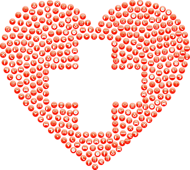 Red Emoji Heart Pattern PNG Image