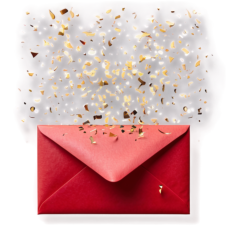 Red Envelope With Confetti Png Nmb PNG Image