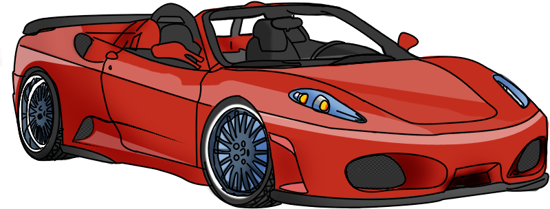 Red Ferrari Convertible Cartoon PNG Image