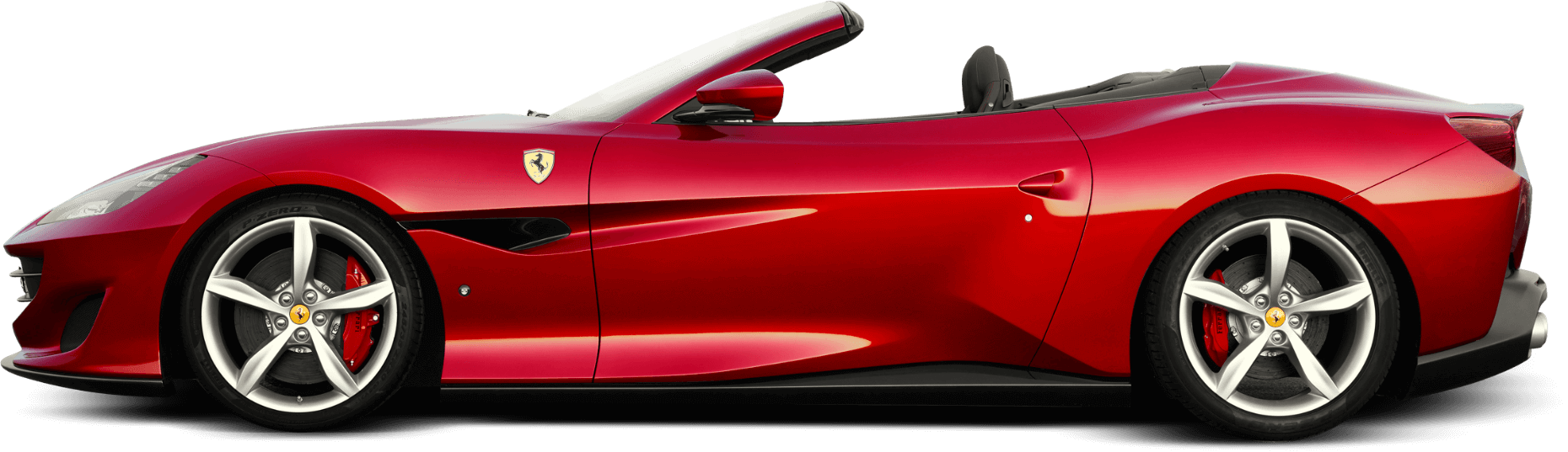 Red Ferrari Convertible Side View PNG Image