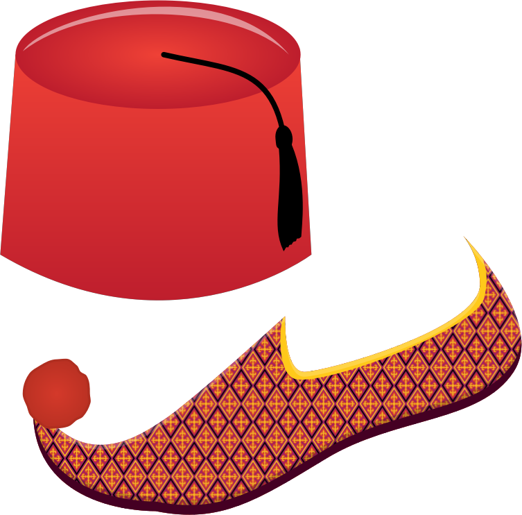 Red Fezand Curved Slipper PNG Image