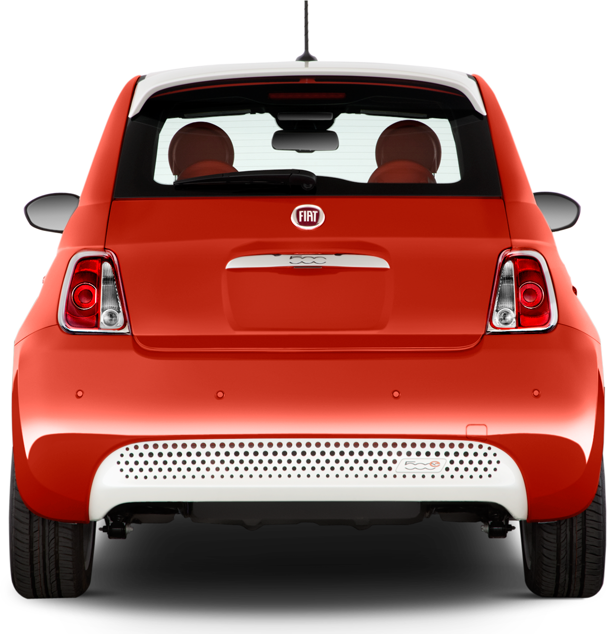 Red Fiat500 Rear View PNG Image