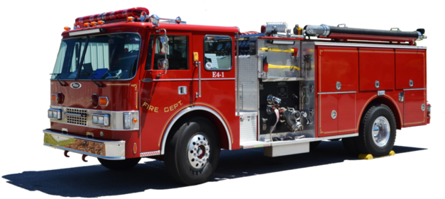 Red Fire Truck Side View PNG Image