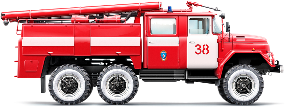 Red Fire Truck Side View PNG Image