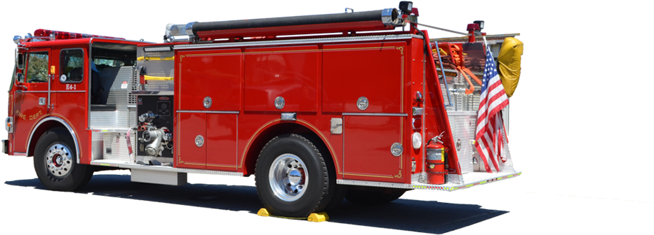 Red Fire Truck Side View PNG Image