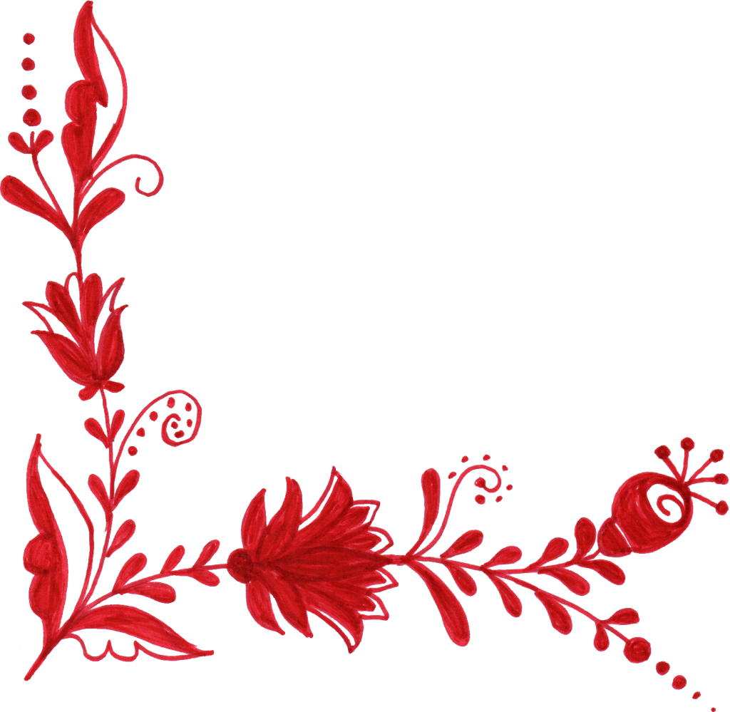 Red Floral Corner Design PNG Image