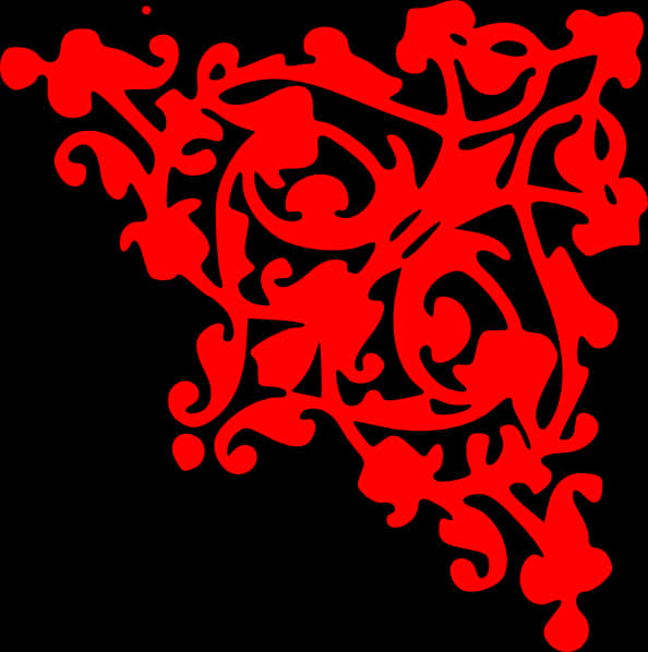 Red Floral Corner Design PNG Image