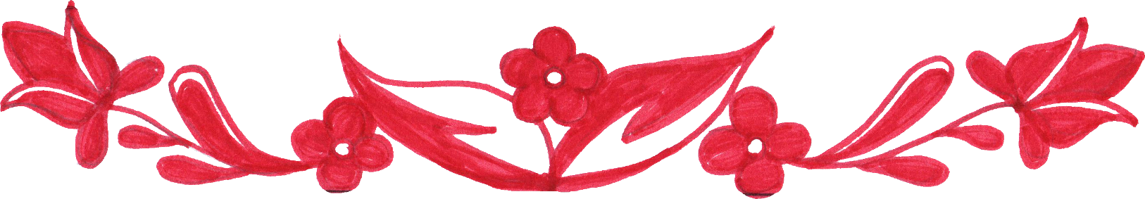 Red Floral Design Element PNG Image