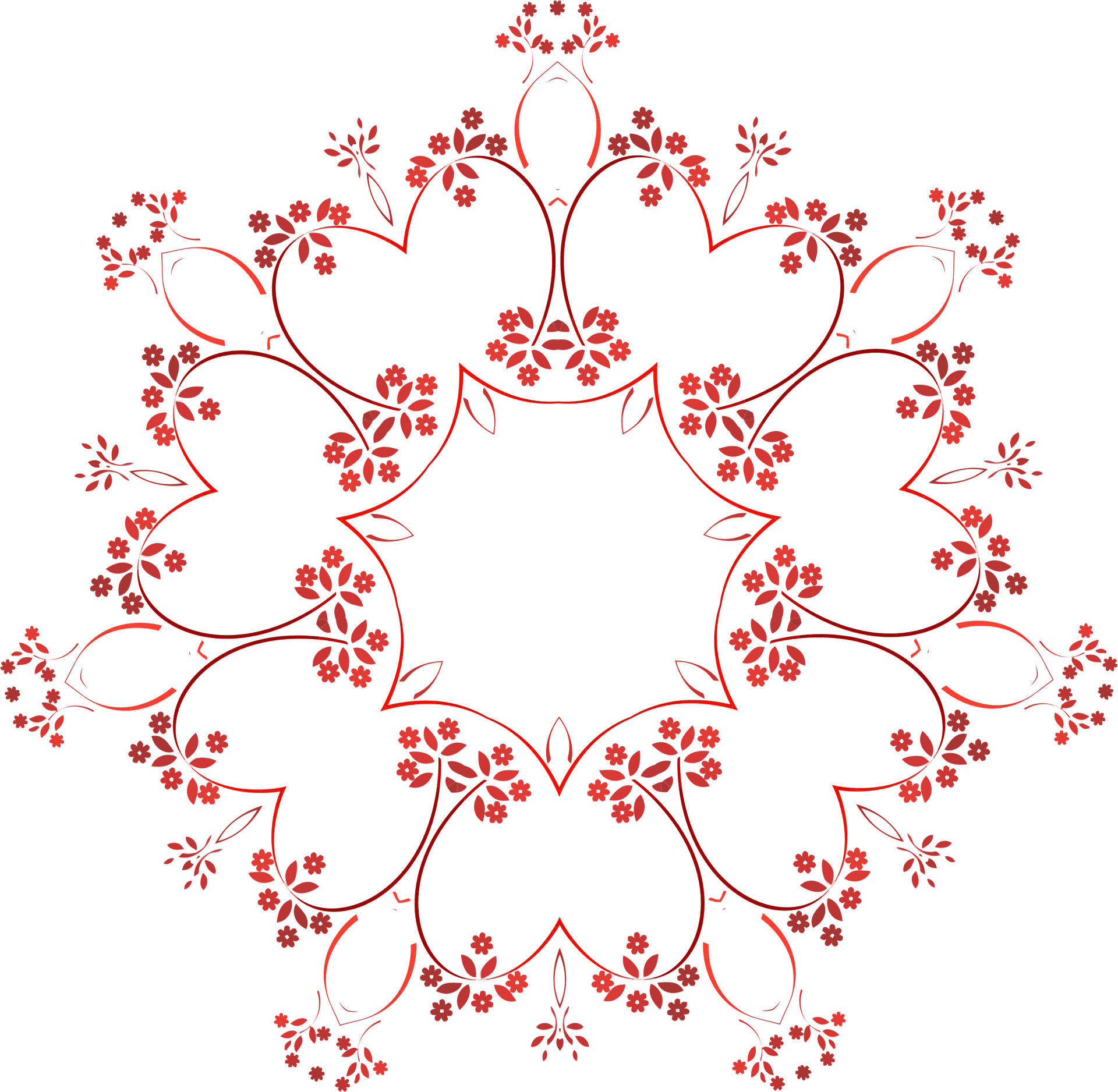 Red Floral Frameon Blue Background PNG Image