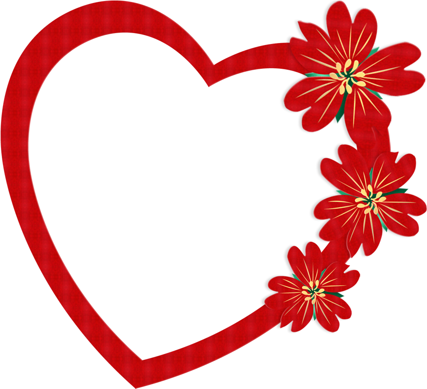 Red Floral Heart Frame PNG Image