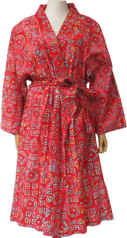 Red Floral Kimono Robe PNG Image