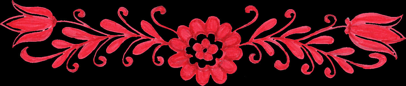 Red Floral Page Divider PNG Image