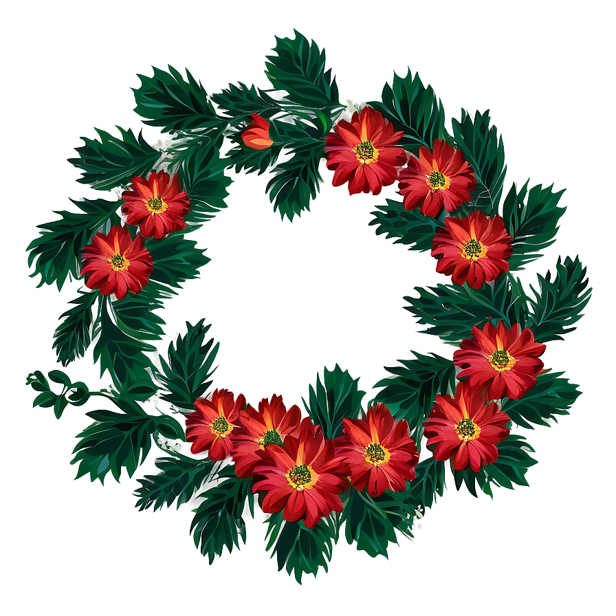 Red Floral Wreath Png Ejl49 PNG Image