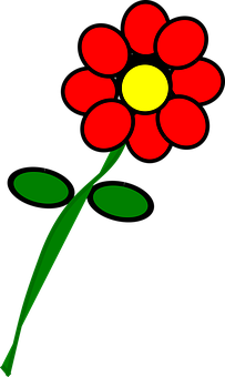 Red Flower Cartoon Illustration PNG Image