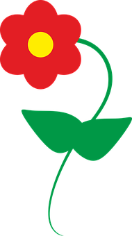 Red Flower Cartoon Illustration PNG Image