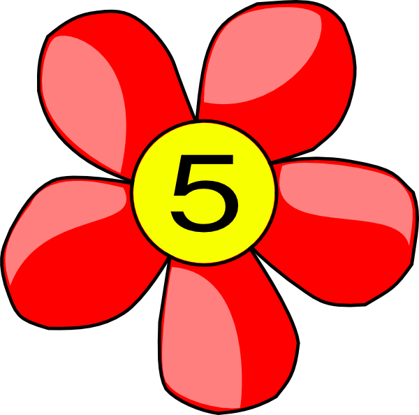 Red Flower Number Five PNG Image