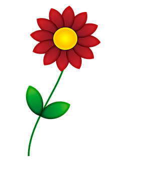 Red Flower Yellow Center Black Background.png PNG Image