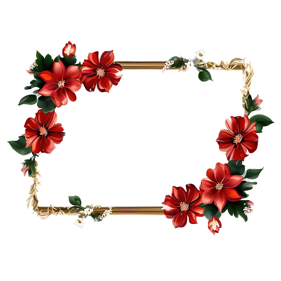 Red Flowers Frame Png Rle PNG Image