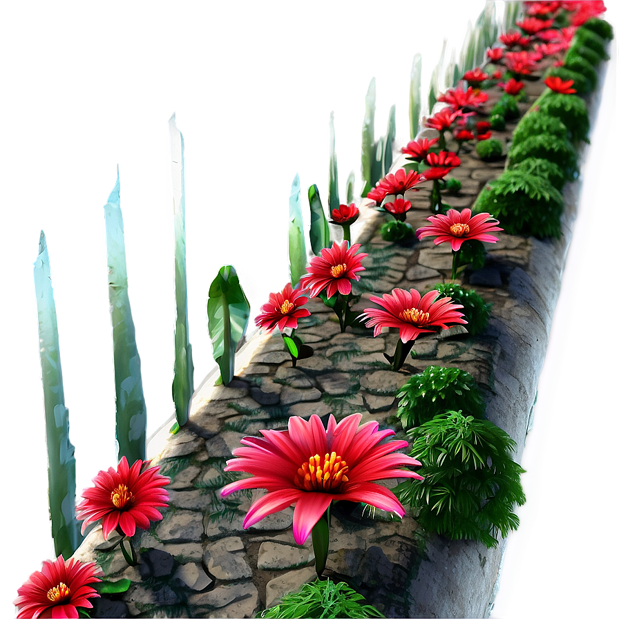 Red Flowers Garden Path Png 06122024 PNG Image