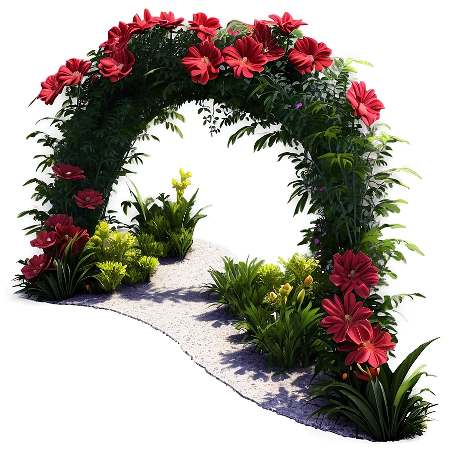 Red Flowers Garden Path Png Eye PNG Image