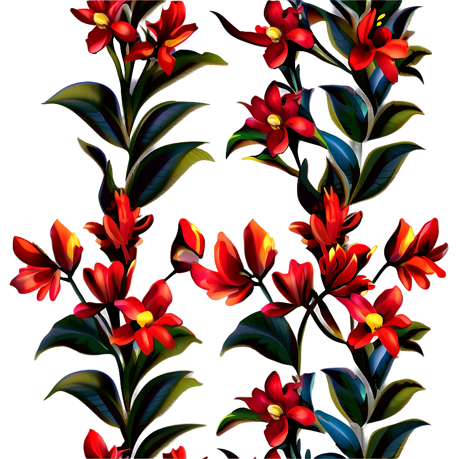 Red Flowers Pattern Png 06122024 PNG Image