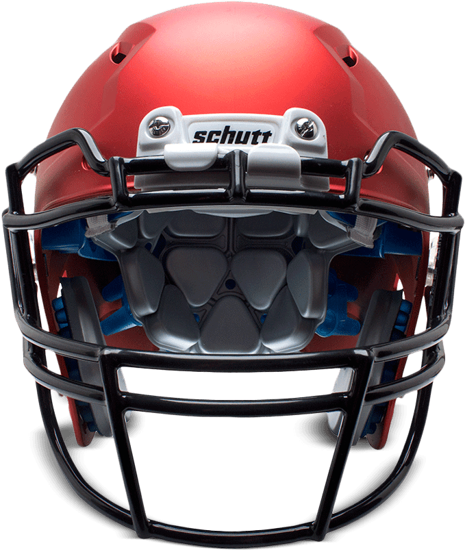 Red Football Helmet Schutt Front View PNG Image