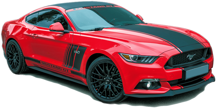 Red Ford Mustang G T Side View PNG Image